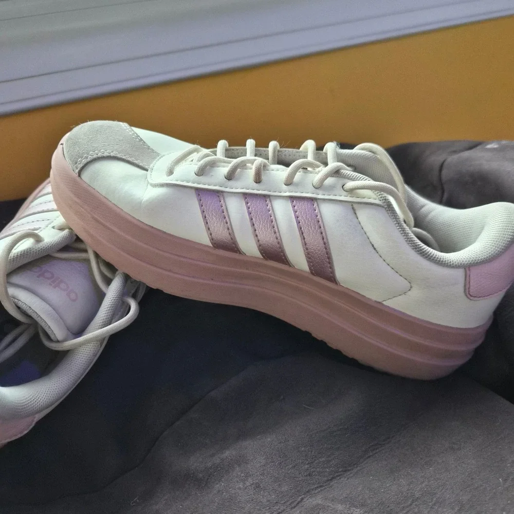 Adidas Nizza Platform Sneakers White Pink Metallic Leather‎ Low Top Shoes Size 5
